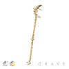 316L SURGICAL STEEL THREADLESS PUSH IN MOON STAR BEZEL CHAIN CZ TOP PART
